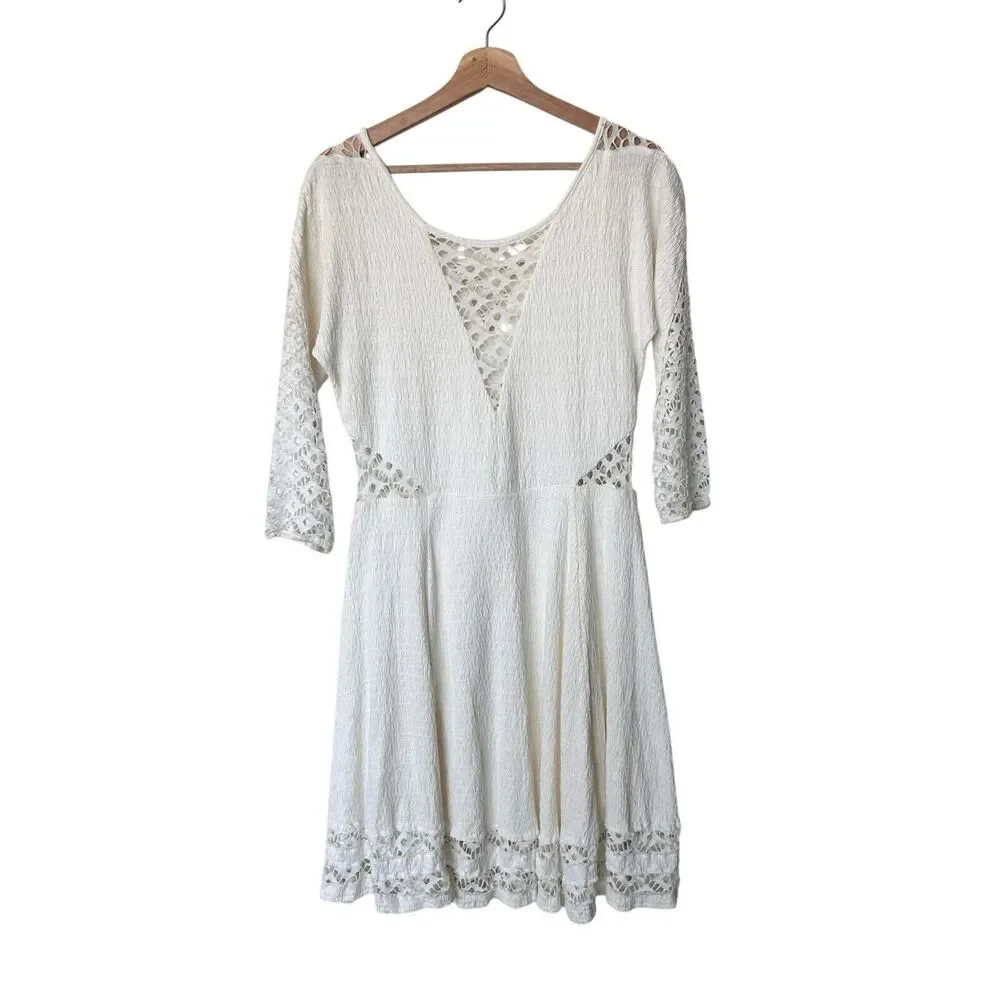 Free People To the Point Dress M White Lace Mini